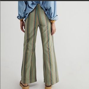 Free People Star of wonder wide leg
Green Striped Coulette  Size 8 never worn